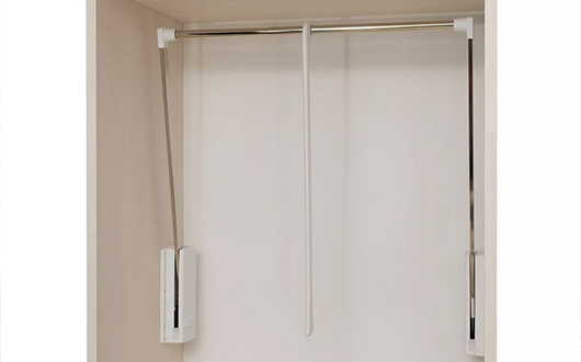 Garment Wardrobe accessories for organized storage and efficient space including handles and sleek fittings.Lift