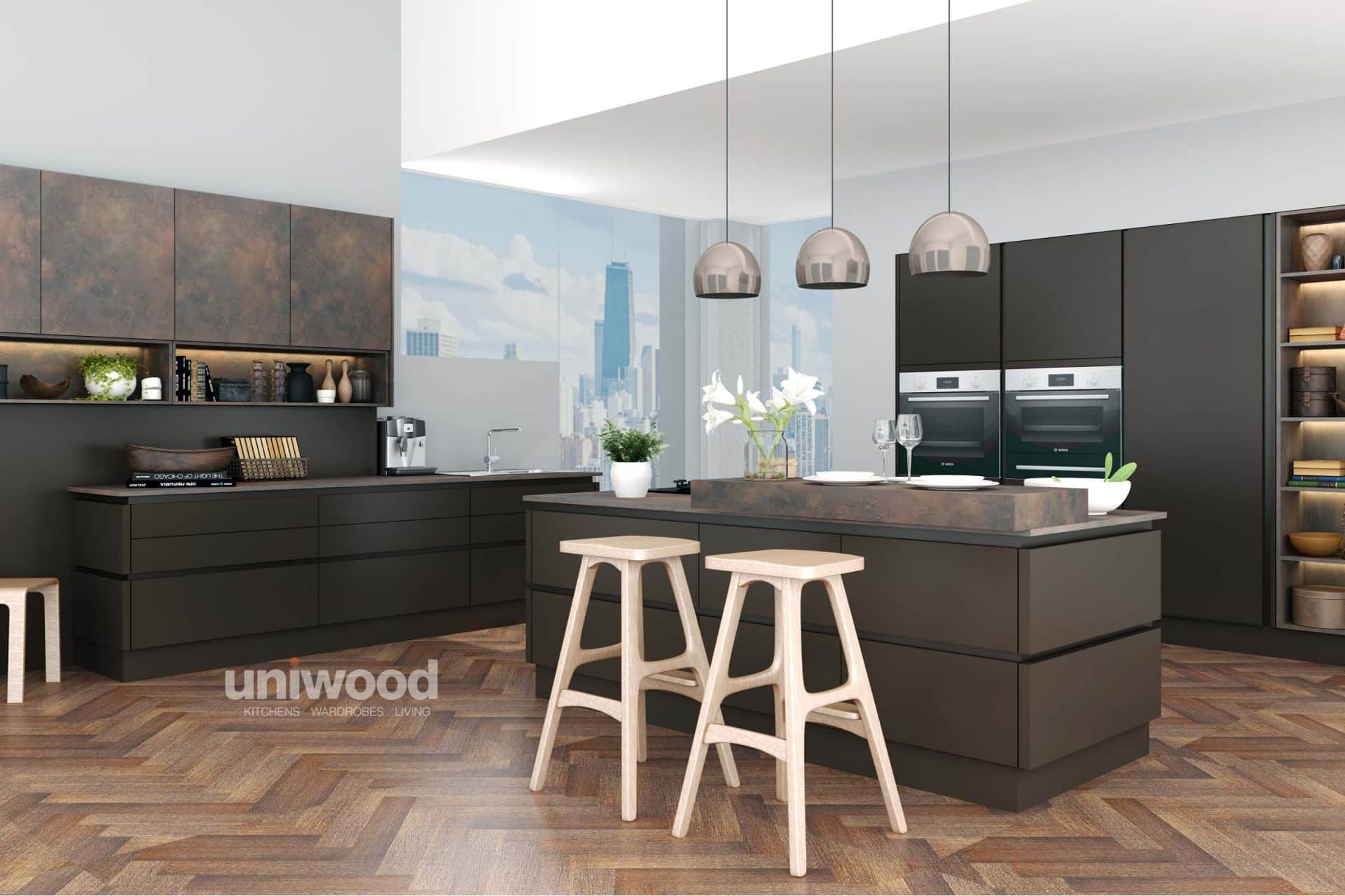 Luxuriously Ceramic and Laminate Island Kitchen