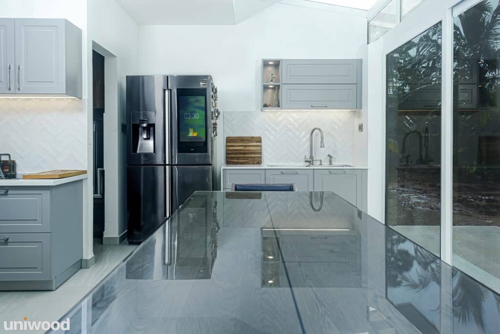 Modular Kitchen Kitchen Single Grey Matte Router PU Shutter